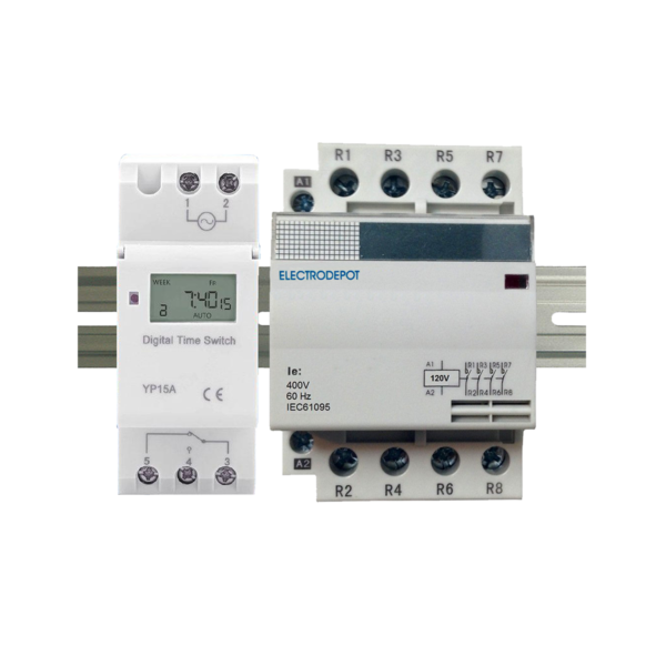 7 Day 24 Hour Programmable Timer 63A 4 Pole 120VAC